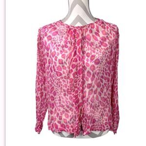 BY Malene Birger Josittia Leopard print sheet mesh blouse pink size 38 Small